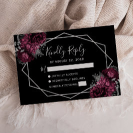 Placa RSVP Preta de Moldura Floral Burgundy