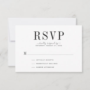 Placa RSVP Preta e Branca de Casamento