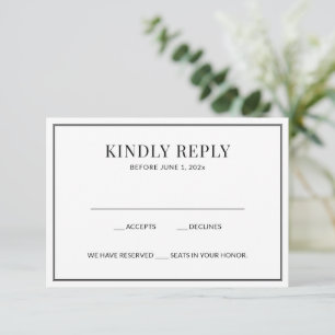 Placa RSVP Preta e Branca Elegante