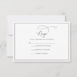 Placa RSVP Preta e Branca Moderna