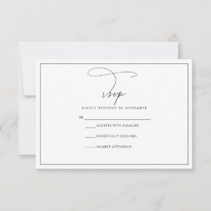 Placa RSVP Preta e Branca Moderna