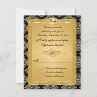Placa RSVP Preta e Dourada FAUX Glitter