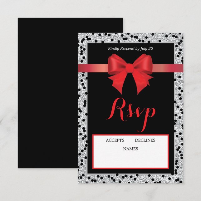 Placa Rsvp Preta e Vermelha com arco (Frente/Verso)