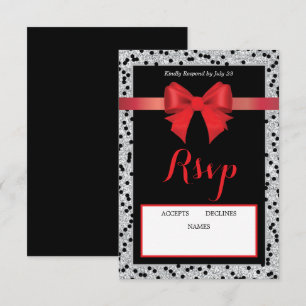 Placa Rsvp Preta e Vermelha com arco