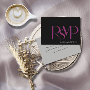 Placa RSVP Preta Magra Mínima Moderna