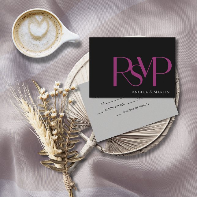 Placa RSVP Preta Magra Mínima Moderna (Criador carregado)