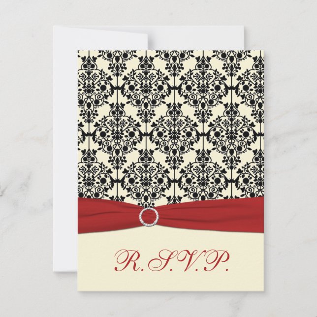 Placa RSVP Red, Ivory e Black Damask (Frente)