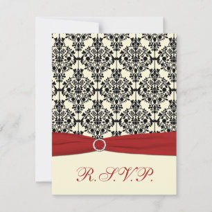 Placa RSVP Red, Ivory e Black Damask