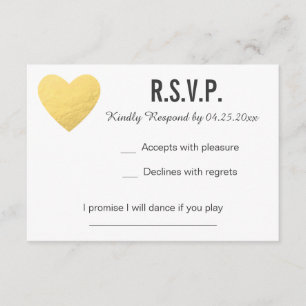 placa RSVP   Resposta   Casamento   Dourado coraçã