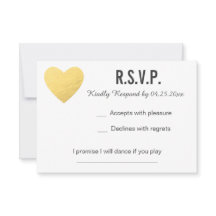 placa RSVP | Resposta | Casamento | Dourado coraçã
