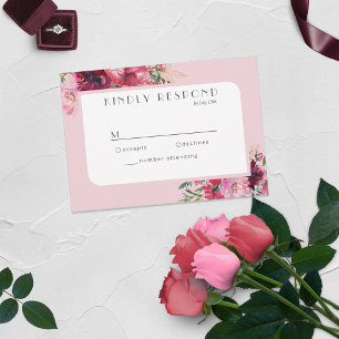 Placa RSVP Romântica de Frame Moderno de Peony Ros