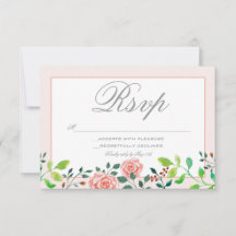 Placa RSVP Rosa e White Rose Garden