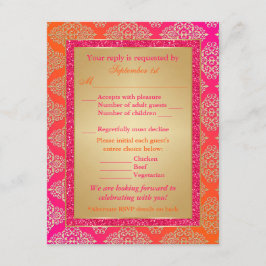 Placa RSVP Rosa, Laranja, FAUX Glitter Dourada