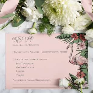 Placa RSVP Rosa Pink de Casamento Tropical