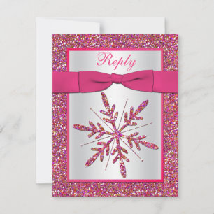 Placa RSVP Rosa, Silver Glitter Snowflake