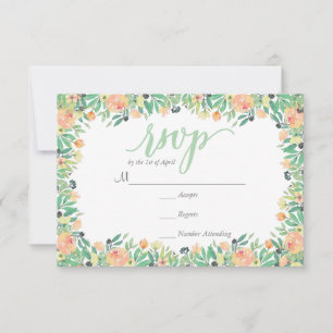 Placa RSVP RUSTIC Green Watercolor Pink Peonies