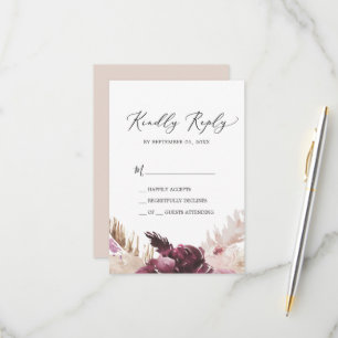 Placa RSVP Simples Boho Pampas Grass