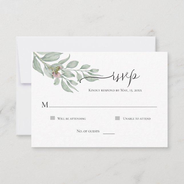Placa RSVP Simples Chic Floral Moderna (Frente)