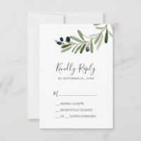 Placa RSVP Simples de Branch de Oliveiras Modernas