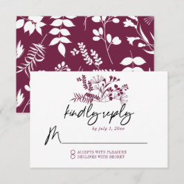 Placa RSVP Simples de Burgundy Moderna de Casament