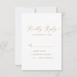 Placa RSVP Simples de Caligrafia Dourada