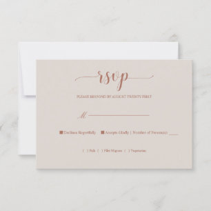 Placa RSVP Simples de Caligrafia Laranja Queimada