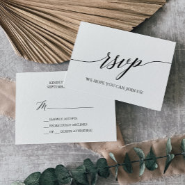 Placa RSVP Simples de Caligrafia Preta Elegante