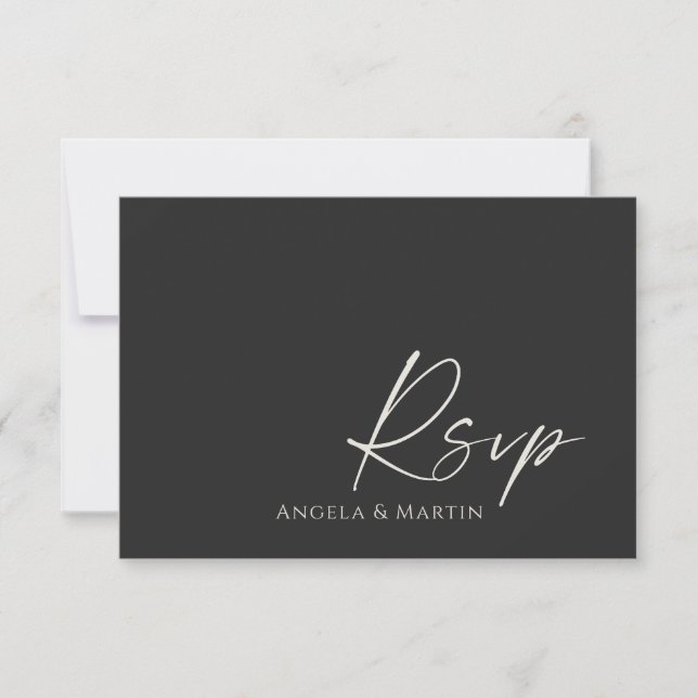 Placa RSVP Simples de Casamento Preto de Marfim Pr (Frente)