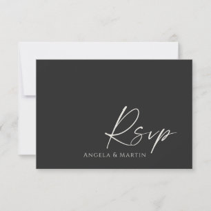 Placa RSVP Simples de Casamento Preto de Marfim Pr