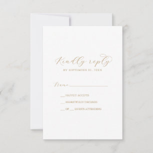 Placa RSVP Simples de Script Dourado Elegante