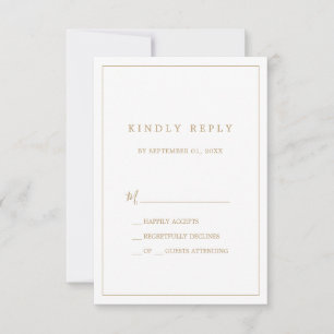 Placa RSVP Simples de Tipografia Dourada Minimalis