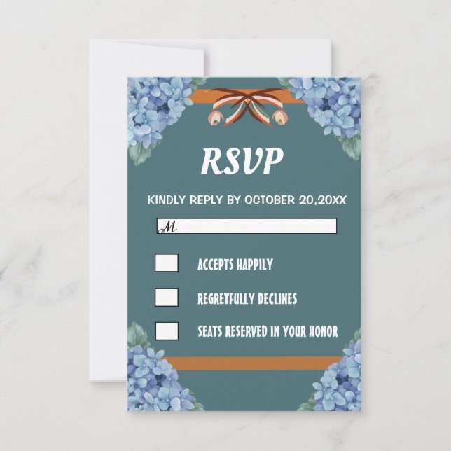 Placa RSVP Simples Floral Elegante (Frente)