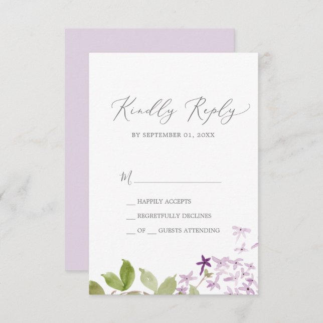 Placa RSVP Simples Rustic Lilac (Frente/Verso)