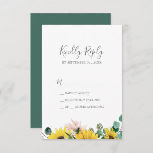 Placa RSVP Simples Rustic Sunflower Eucalyptus