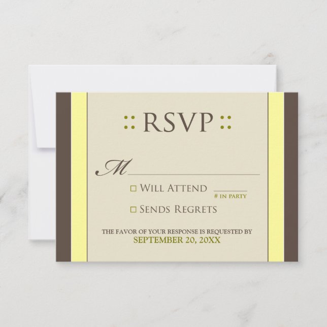 Placa RSVP Simplesmente Elegante (amarelo/chocolat (Frente)