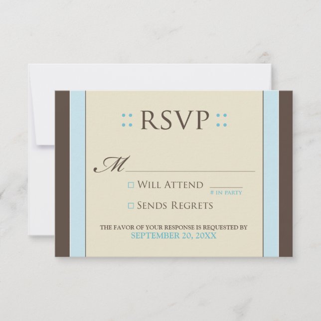 Placa RSVP Simplesmente Elegante (azul-bebê/chocol (Frente)