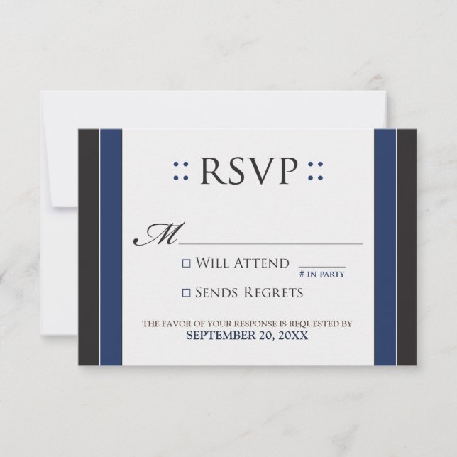 Placa RSVP Simplesmente Elegante (marinho/preto) (Frente)