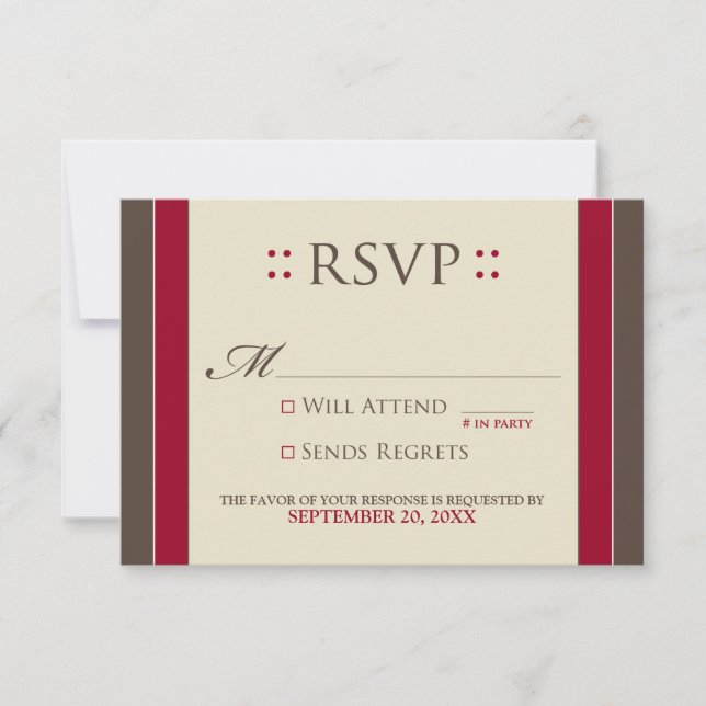 Placa RSVP Simplesmente Elegante (vermelha/chocola (Frente)