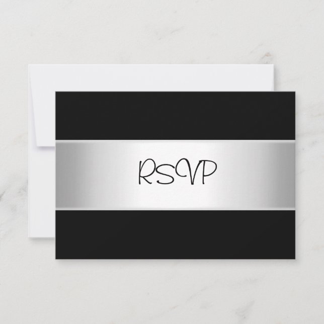 Placa RSVP Todos os eventos Prata Negra Elegante (Frente)