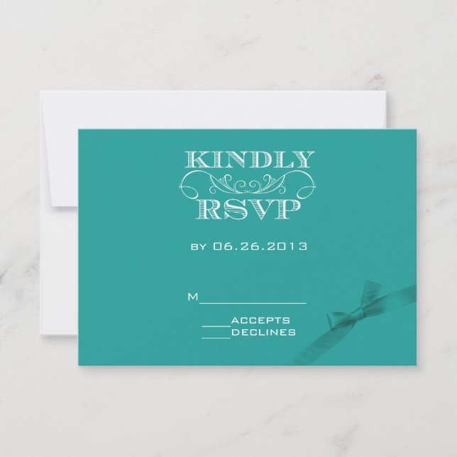Placa RSVP Turquesa Elegante com Faixa de Opções (Frente)