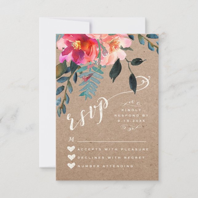 PLACA RSVP | Turquesa Primavera Floral Elegante (Frente)