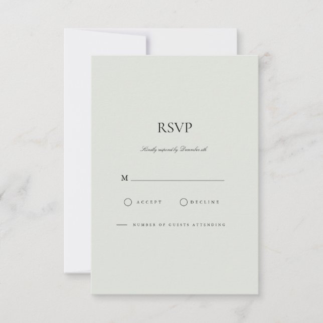 Placa RSVP Verde Elegante Preta e Sage (Frente)