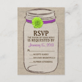 Placa RSVP Verde Rupple Rustic Mason Jar & Burlap
