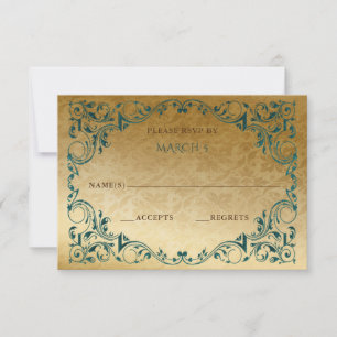 Placa RSVP Verde Vintage Dourada