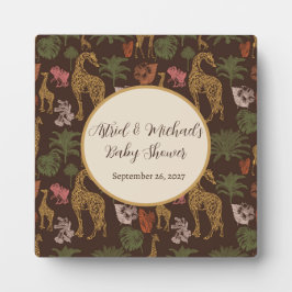 Placa Safari Giraffe & Palm Leaves Chá de fraldas