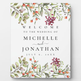 Placa Sinal de boas-vindas do casamento de Wildflower