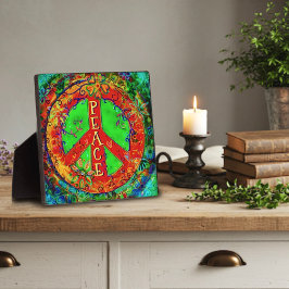 Placa Sinal de Paz Hippie de Diversão Floral Whimsical E
