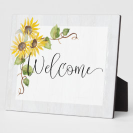 Placa Sunflower Welcome Easel Wedou Chá