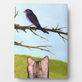 Placa Tabby Cats Fala com Pássaros