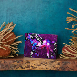 Placa Tabletop Plaque Whimsic Abstrato Horse Art Blue